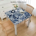 thumbnail image 2 of HAOXIT Block Print Decorative Tablecloth Square Floral Table Cover for Indoor and Outdoor Use Table Overlay for Spring Easter, Dining, Party 44''x44'', 2 of 7