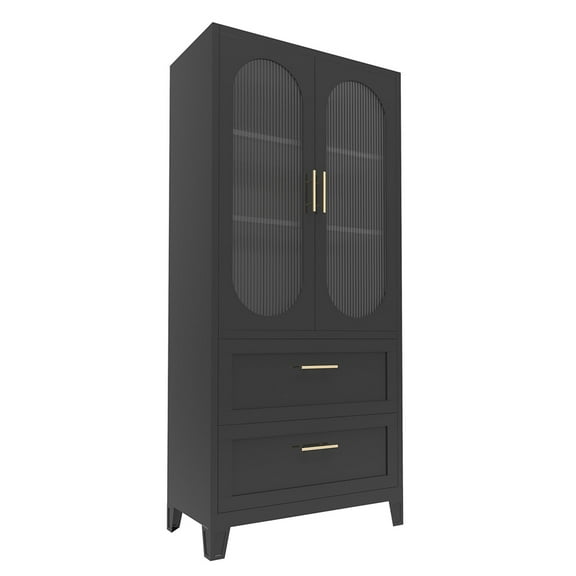 Topcobe Storage Cabinet with Doors, Closet for Bedroom, Modern Furniture for Office, Home, Black