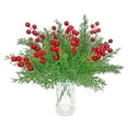 thumbnail image 5 of Artificial Christmas Flowers With Red Berry Stems, Fake Norfolk Garland Branches For Winter Decor, Faux Christmas Garland Tree Picks And DIY Crafts, 5 of 7