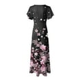 thumbnail image 6 of vigerkar Sun Dresses for Women 2025 Vacation V Neck Flowy Boho Floral Maxi Dress Summer Casual Short Sleeve Swing Dress Pink, S, 6 of 7
