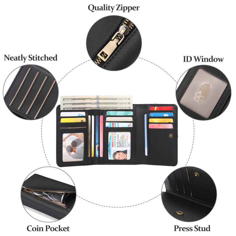 GAEKEAO Women's RFID Blocking Leather Trifold Wallet photo 3