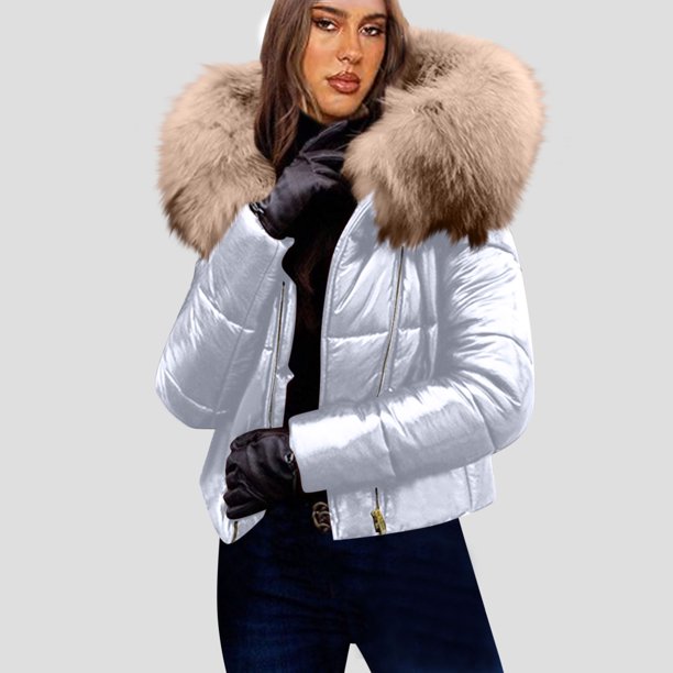 Parkas de manga larga para mujer, chaqueta de invierno para mujer, chaqueta de plumón, cuello corto, chaqueta con capucha de talla grande, abrigo para mujer