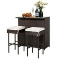 thumbnail image 2 of Patiojoy 2 Pcs Rattan Bar Set with 1 Bar Table and 2 Cushioned Stools, Silver/Black, 2 of 10