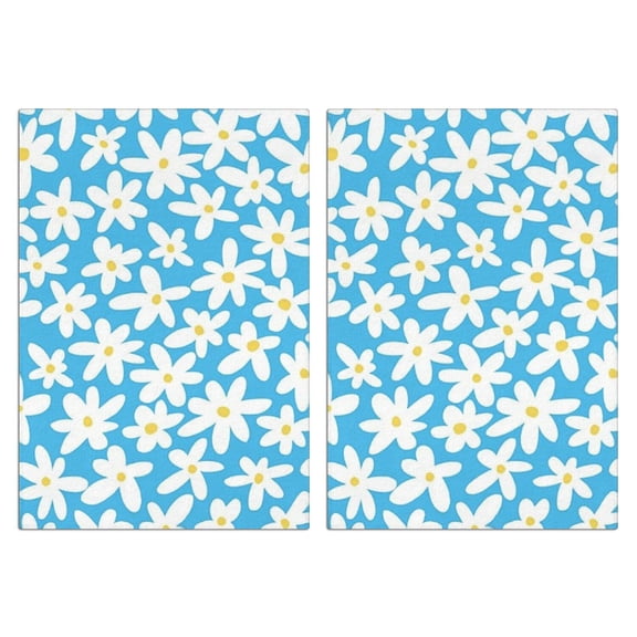 2 Pcs Funny Kitchen Towels,Blue Daisy Flower Pattern Microfiber Dish Towels,Kitchen Tea Towels,Kitchen Towel Set (18" X 26")