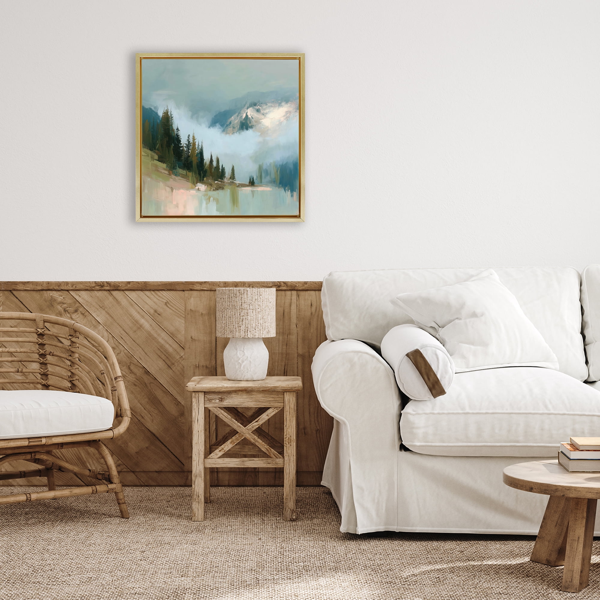 Stupell Industries Fog On The Mountains Gold Framed Floater Canvas Wall Art, design by Kim Curinga