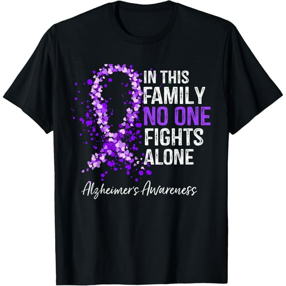 Playful Comfort Tee - In This Family No One Fights Alone Shirt Alzheimer's Ribbon T-Shirt
