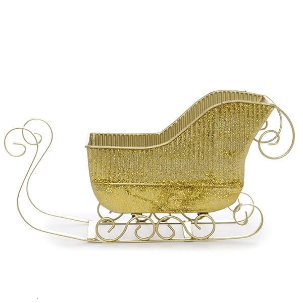 Holiday Gold Glitter Sleigh Small 8in