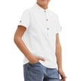 thumbnail image 2 of Langwyqu Short Sleeved Solid Color Boys Henley Blouse Children Button Tops With Pocket For 3-14 Years, 2 of 5