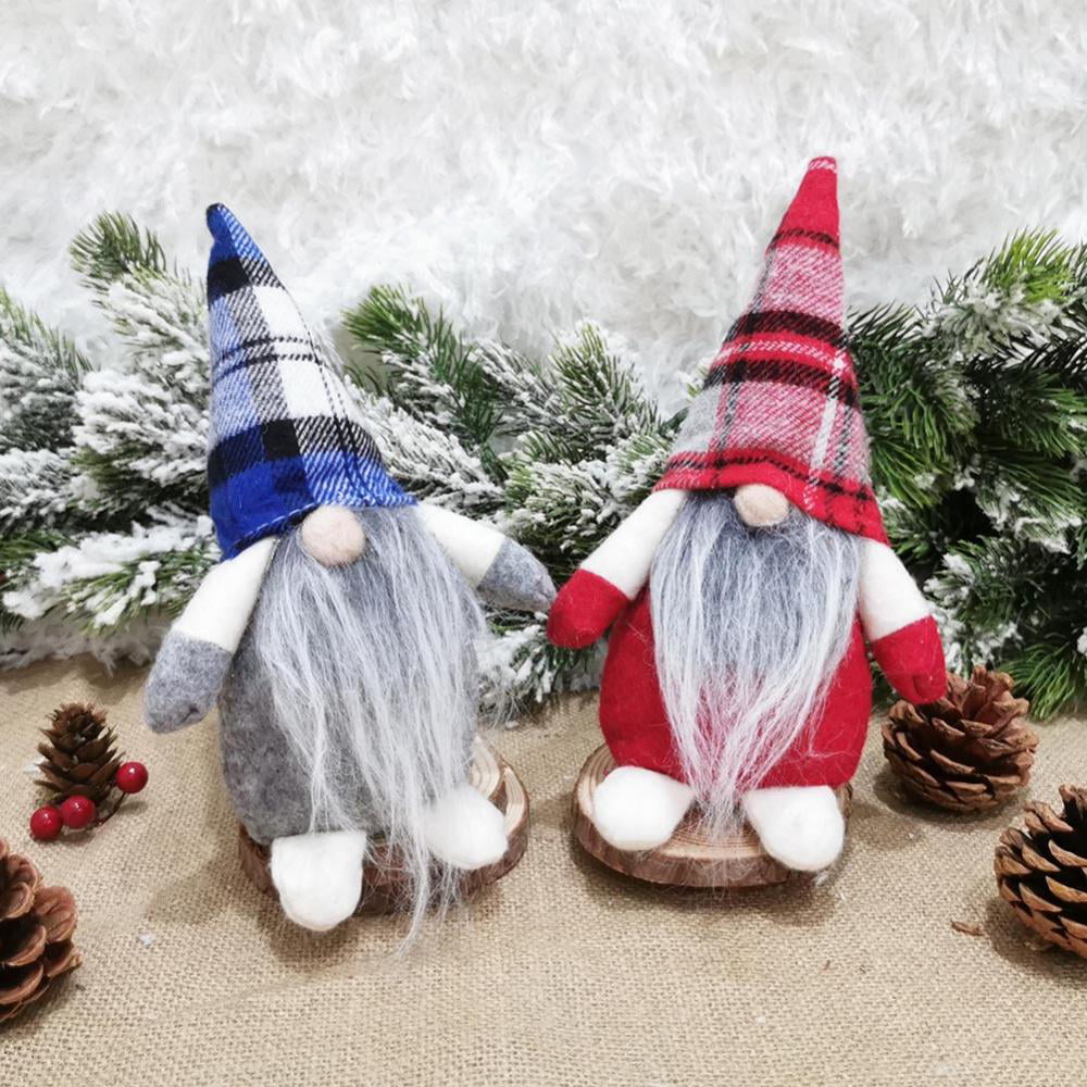 Gnome Christmas Decorations,Plush Plaid Scandinavian Tomte Ornaments,Holiday Stuffed Doll Gifts Tumbler Shape 16 in 