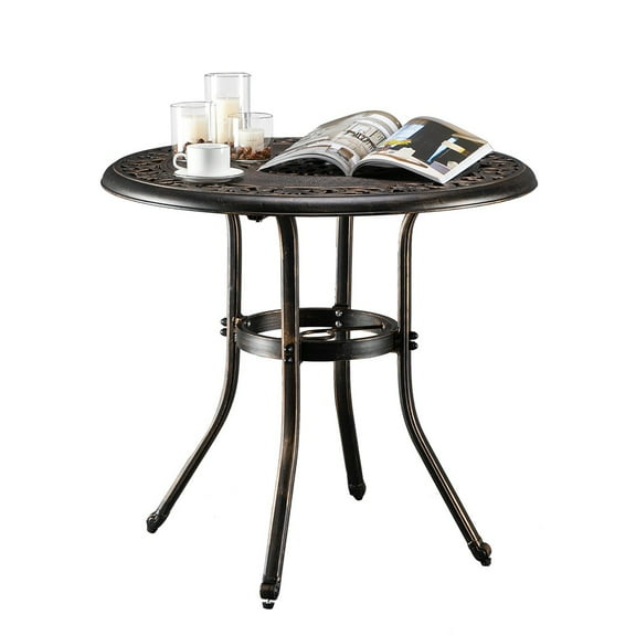 IVV 32*32*29" Outdoor Cast Aluminum Round Dining Table, Black