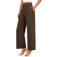 thumbnail image 2 of LEBONYARD Women Sweatpants,Women's Fashionable High Waisted Business Casual Work Straight Leg Wide Leg Suit Pants with Pockets Coffee XXL, 2 of 8