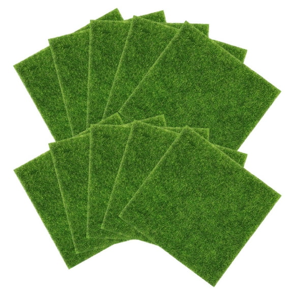 ifundom 10Pcs Green Artificial Turf Mat Realistic Fake Grass for Home Garden Supermarket Decor