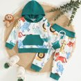 thumbnail image 2 of Karoyedx Baby Boys' Clothing Sets Toddler Baby Boy Clothing Sets Little Dinosaur Print Hoodie & Pants Kids Boys 2pcs Outfits Green Size,12-18 Months, 2 of 9