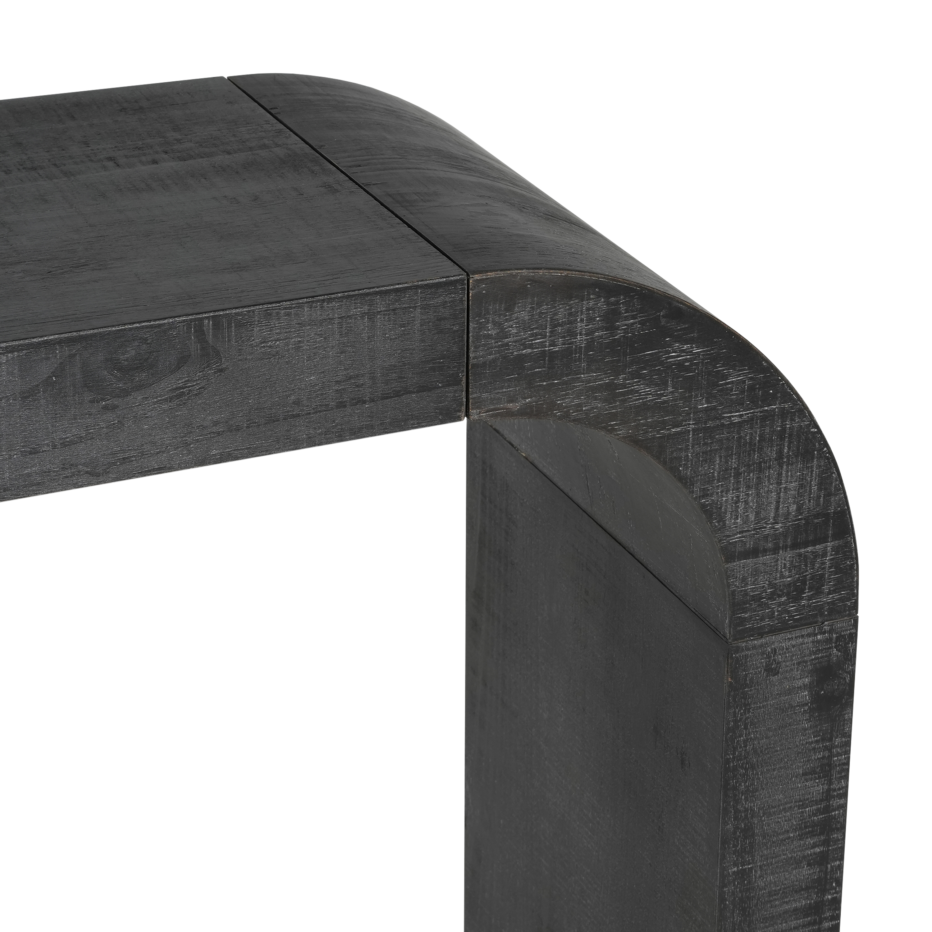 EUROCO Modern Console Table,52" Wood Entryway Table with Curved Edge & Natural Texture,Sofa Table for Living Room,Black