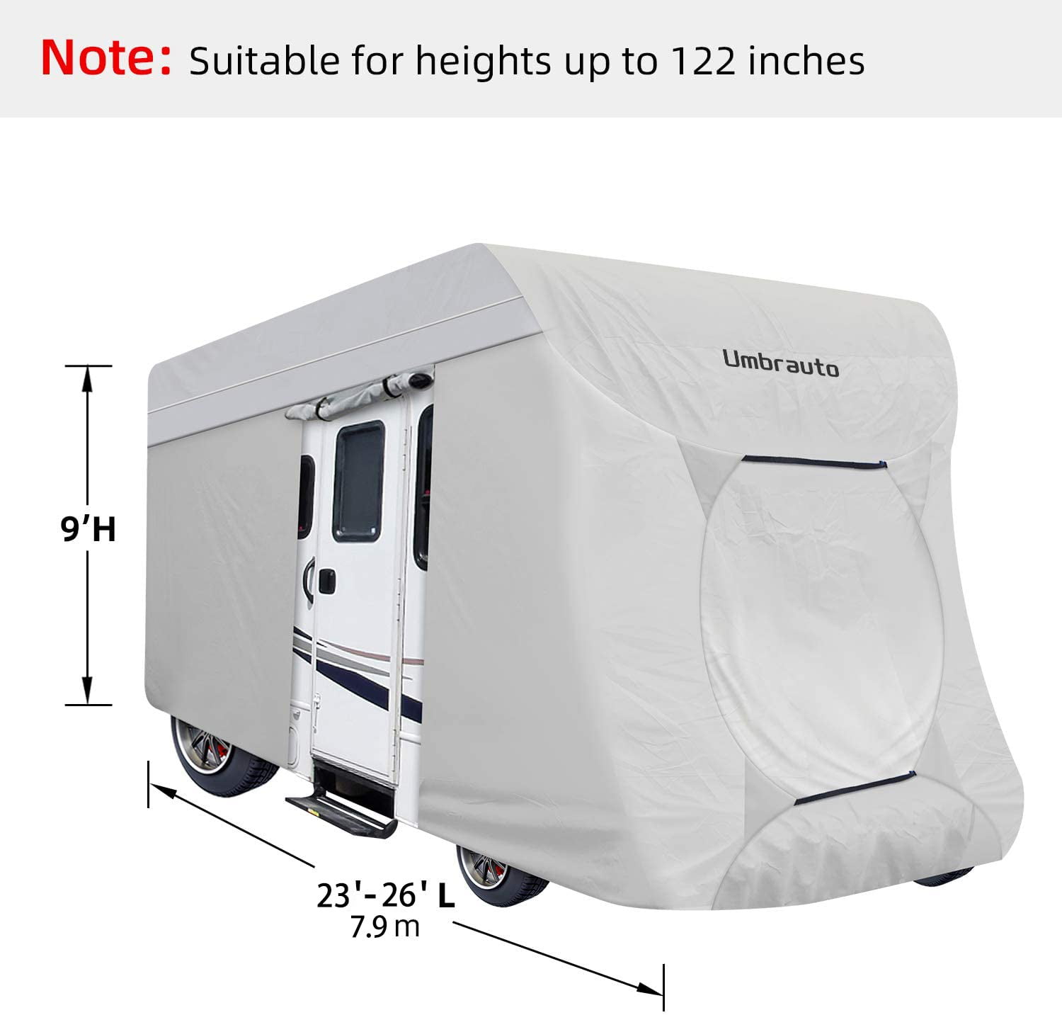 DikaSun Class C RV Cover Polypro 3 Layers Breathable Waterproof Ripstop Anti-UV RV Motorhome Cover Fits 29Ft to 32Ft 