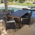 thumbnail image 2 of Noble House Lincoln 7 Piece Wooden Patio Dining Set in Dark Brown, 2 of 10