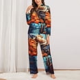 thumbnail image 2 of Fotbe Colorful Travel Luggage Gear Conjunto de Pijama de Manga Larga para Mujer con Estampado, Ropa de Dormir de 2 Piezas, Conjunto de Casa Suave y Cómodo con Bolsillos-Medium, 2 of 7