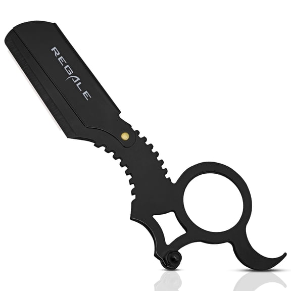 Regale Barber Supply Finger Ring Straight Edge Razor - Black Matte