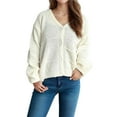 thumbnail image 2 of Cárdigans de Invierno para Mujer, Estilo Cárdigan, con Botones, Abrigos Informales, Oversize, Tejido Grueso de Punto , Larga, Prendas Exteriores L, 2 of 9