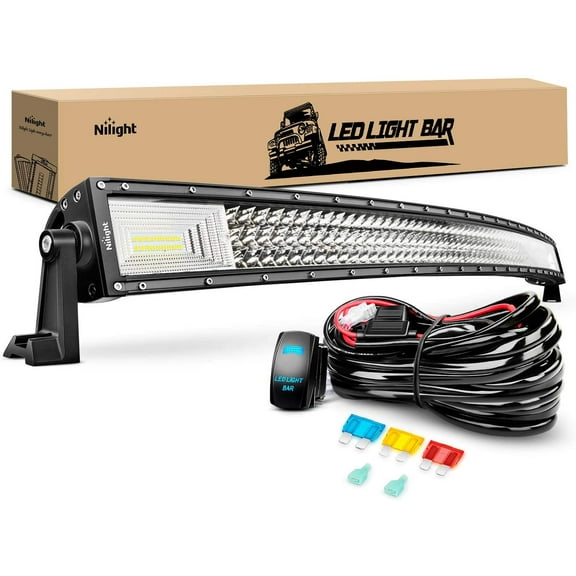 Nilight 52Inch 783W Curved Triple Row Flood Spot Combo Beam Led Bar 78000LM Driving Lights with 12AWG Heavy Duty 12V 5Pin Rocker Switch Wiring Harness Kit-1 Lead,waterproof