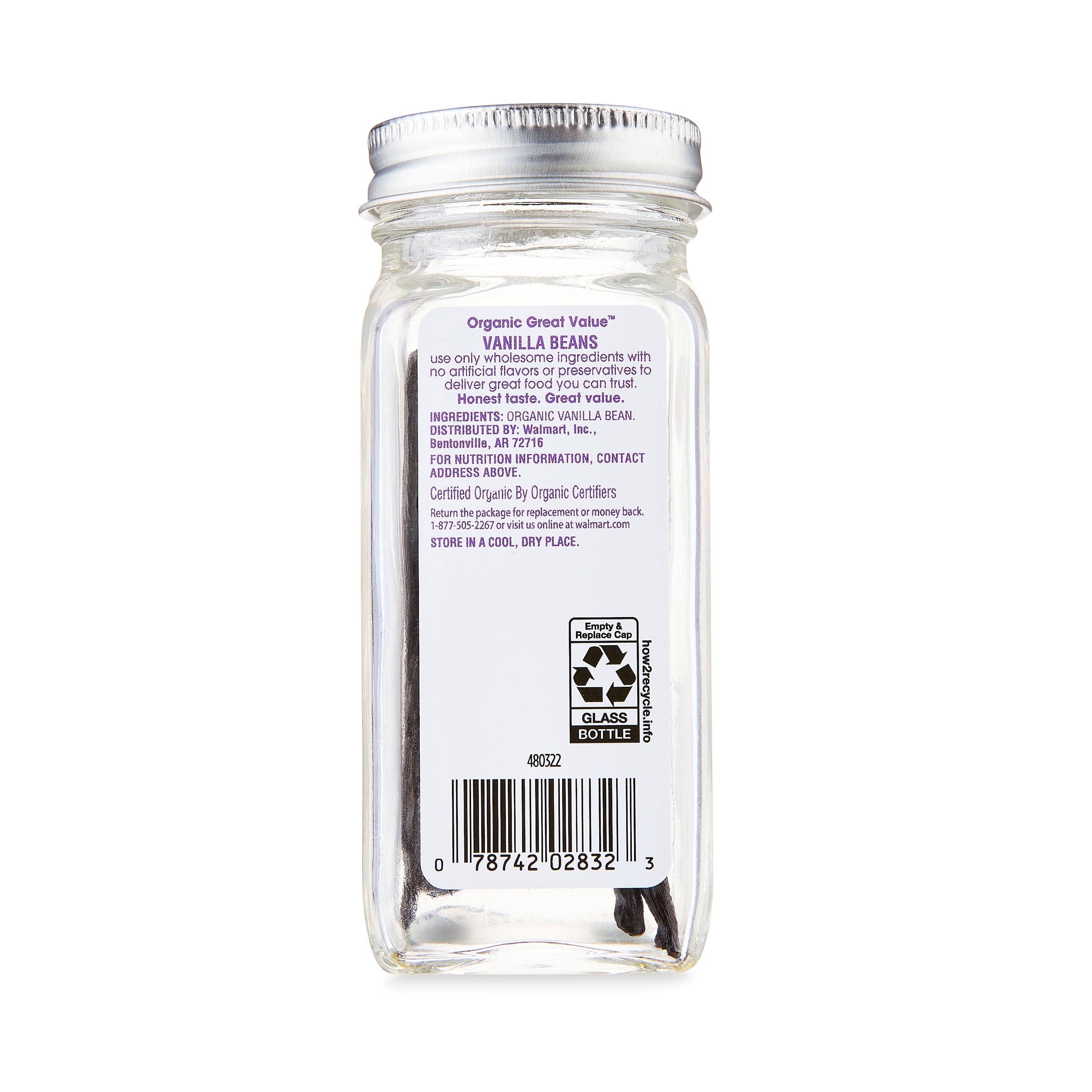 Great Value Organic Vanilla Beans, 2 Count