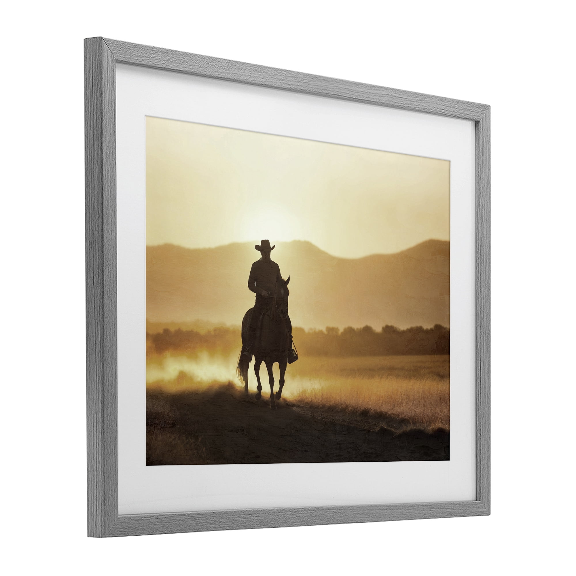 Stupell Industries Cowboy's Ride Home Gray Framed Print Under Glass, design by Kim Allen