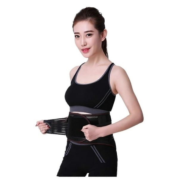 Adjustable Lumbar Support, Breathable Posture Corrector for Waist and Back with 3 Removable Pads Back Brace (XL) XL Black
