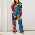 thumbnail image 2 of Kdxio Vibrant Rainbow Parrot Fantasy Women's Pajama Sets Long Sleeve Button Down Sleepwear Nightwear Soft Pjs Lounge Sets-X-Large, 2 of 7