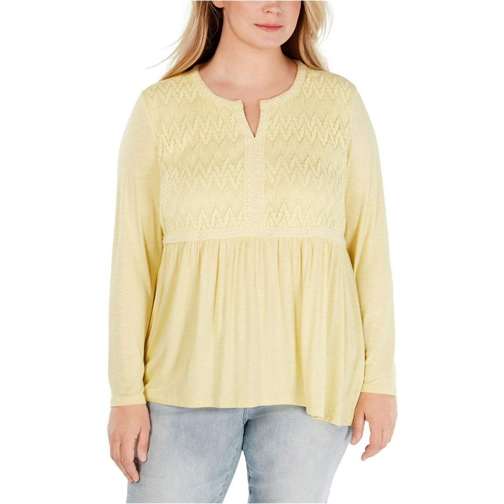 Style & Co. Style & Co. Womens Lace Bodice Baby Doll Blouse Walmart