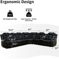 thumbnail image 4 of TrumanPick Power Electric Recliner Leather Sofa Chair Set with LED Lights Couches for Living Room Furniture with USB Port, Cup Holders, Black, 4 of 7