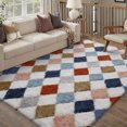thumbnail image 5 of BERTHMEER 5'x8' Checkered Shag Area Rug for Living Room, Modern Rainbow Non-Slip Ultra-Soft Indoor Fluffy Rugs for Bedroom Carpet Home Dorm Aesthetic Decor, Colorful, 5 of 6