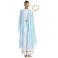 thumbnail image 3 of iiniim Women Chiffon Ancient Toga Costume Grecian Toga Dress Roman Dress with Gold Leaves Garland Headwear Light Blue XL, 3 of 7
