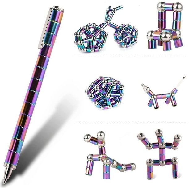 SHENMO Stylo magnétique, stylo à action magnétique, stylo en métal  anti-stress, stylo à bille magnétique d'écriture multifonctionnel, stylo à  ressort pour jouets anti-stress créatifs de bureau 