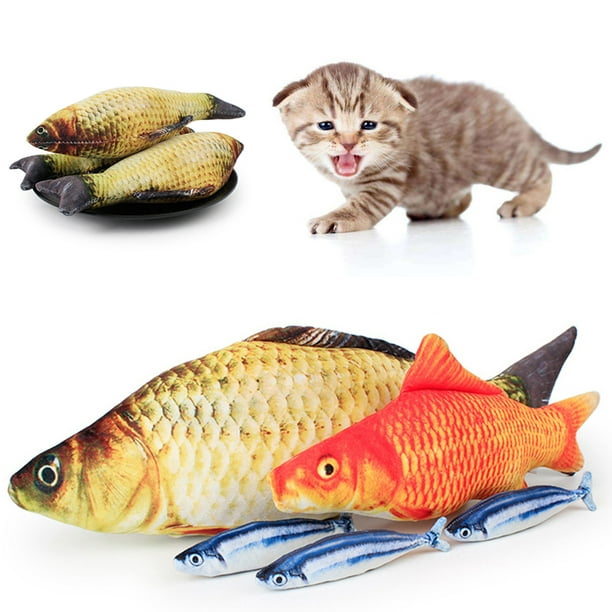 20cm Plush Simulation Fish Catfish Carp Arowana with Catnip Interactive Toy  for Pets Cats