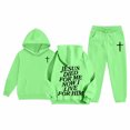 thumbnail image 3 of ANINEO Boy's 2 Piece Outfits Letter Print Long Sleeve Hoodie and Sweatpants Sweatsuits Fall Spring Clothes, 3 of 3