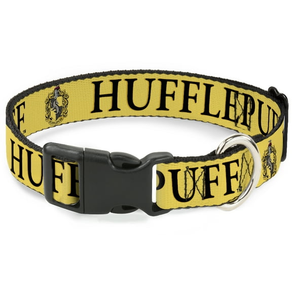 The Wizarding World of Harry Potter Pet Collar, Dog Collar Plastic Buckle, Harry Potter Hufflepuff Crest Yellow Black, 7 to 8.5 Inches 0.5 Inch Wide