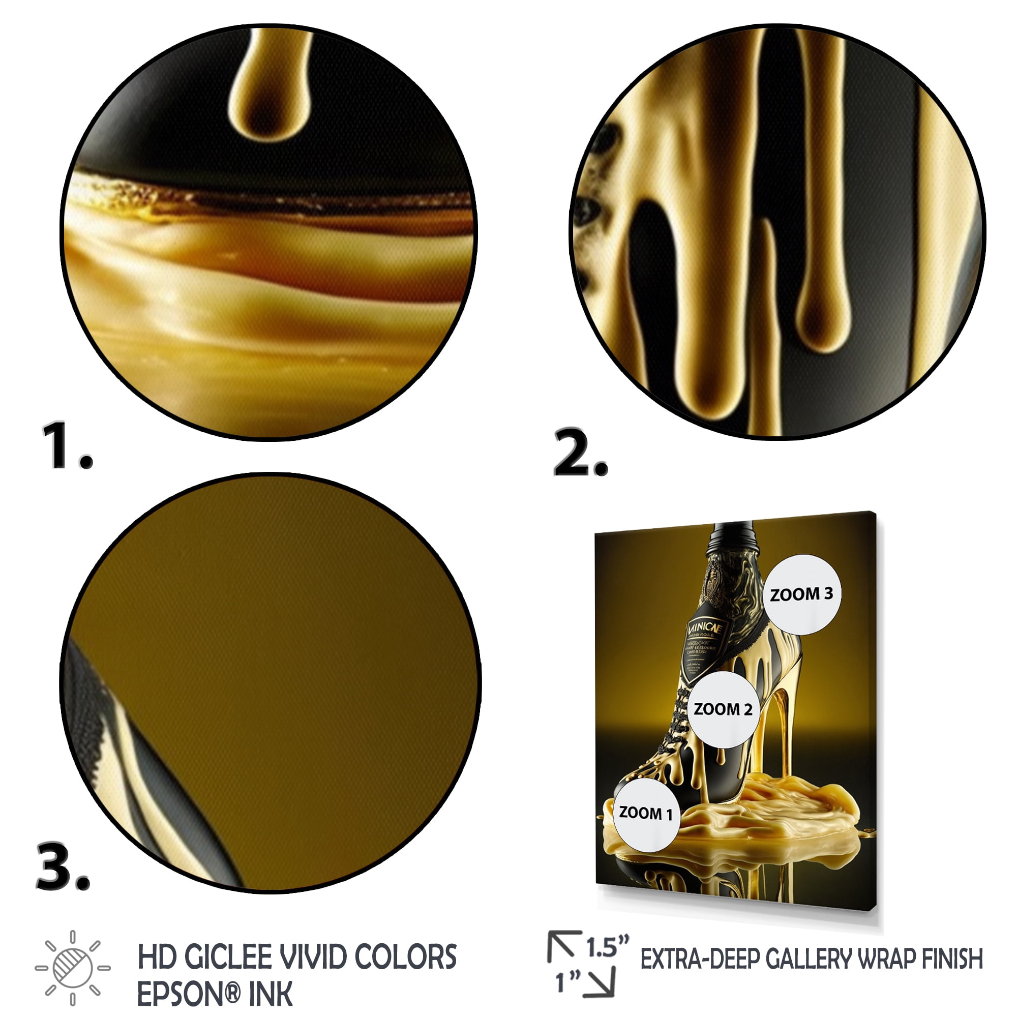 Designart Golden High Heels Irish Cream Canvas Wall Art