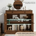 thumbnail image 1 of Modern Red Walnut Sideboard Buffet Cabinet with Glass Doors and Drawers – Adjustable Shelf – Coffee Bar Console Table for Dining Room, Kitchen, Entryway Storage – Color: Red Walnut, 1 of 8