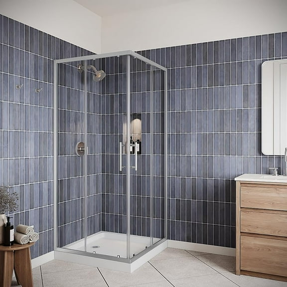 Musone 36" x 74" Framed Sliding Shower Door with CrystalTech Treated 1/4" Tempered, Clear Glass, Polished Chrome Hardware, SKU: DSD-3476-239-CH