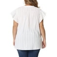 thumbnail image 3 of Agnes Orinda Blusa de Peplum para Mujer Talla Grande con Cuello en V y Volantes, Fluida, 1X, Blanca, 3 of 6