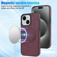 thumbnail image 3 of ELEHOLD Case for iPhone 13, Shockproof Slim Magnetic Leather Case, Compatible with MagSafe Accessories,Winered, 3 of 5