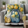 thumbnail image 2 of Tropical Lemon Blanket Soft Cozy Warm Throw Blanket for Couch, Plush Fuzzy Flannel Fleece Blankets for Sofa, Vintage Summer Botanical Bed Blankets Lightweight Gifts for Women, 32"x48", 2 of 9