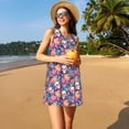 thumbnail image 3 of Naloa colorful Skull flower daisy Print Women's Summer Spring Casual Beach Sundress,Vacation Sleeveless Tank Crewneck Loose Dresses, 3 of 7