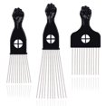 thumbnail image 1 of LEADUWAY Púas para el cabello – Peines afro de metal negro para peinar el cabello con puños para mujeres y hombres, 1 of 2
