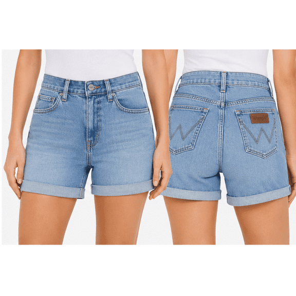 Wrangler Women's High Rise Denim Shorts, Light Blue, 14