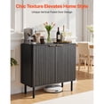 thumbnail image 2 of KFFKFF Mid-Century Coffee Bar Cabinet with Fluted Design, Two-Tier Storage, and Sliding Barn Door, Ideal for Living Room or Entryway, 31.5 x 14.7 x 31.5 in, Black, 2 of 9