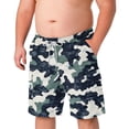 thumbnail image 2 of Men’s Camo Cargo Shorts Elastic Waist Drawstring Cotton Big & Tall Relaxed Fit Casual Summer Work Shorts with Pockets Blue 8XL, 2 of 8