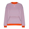 thumbnail image 3 of Women's Oversized Striped Sweatshirts Crewneck Long Sleeve Color Block Pullover Tops Casual Loose Outdoor Shirt (S, Pink), 3 of 5