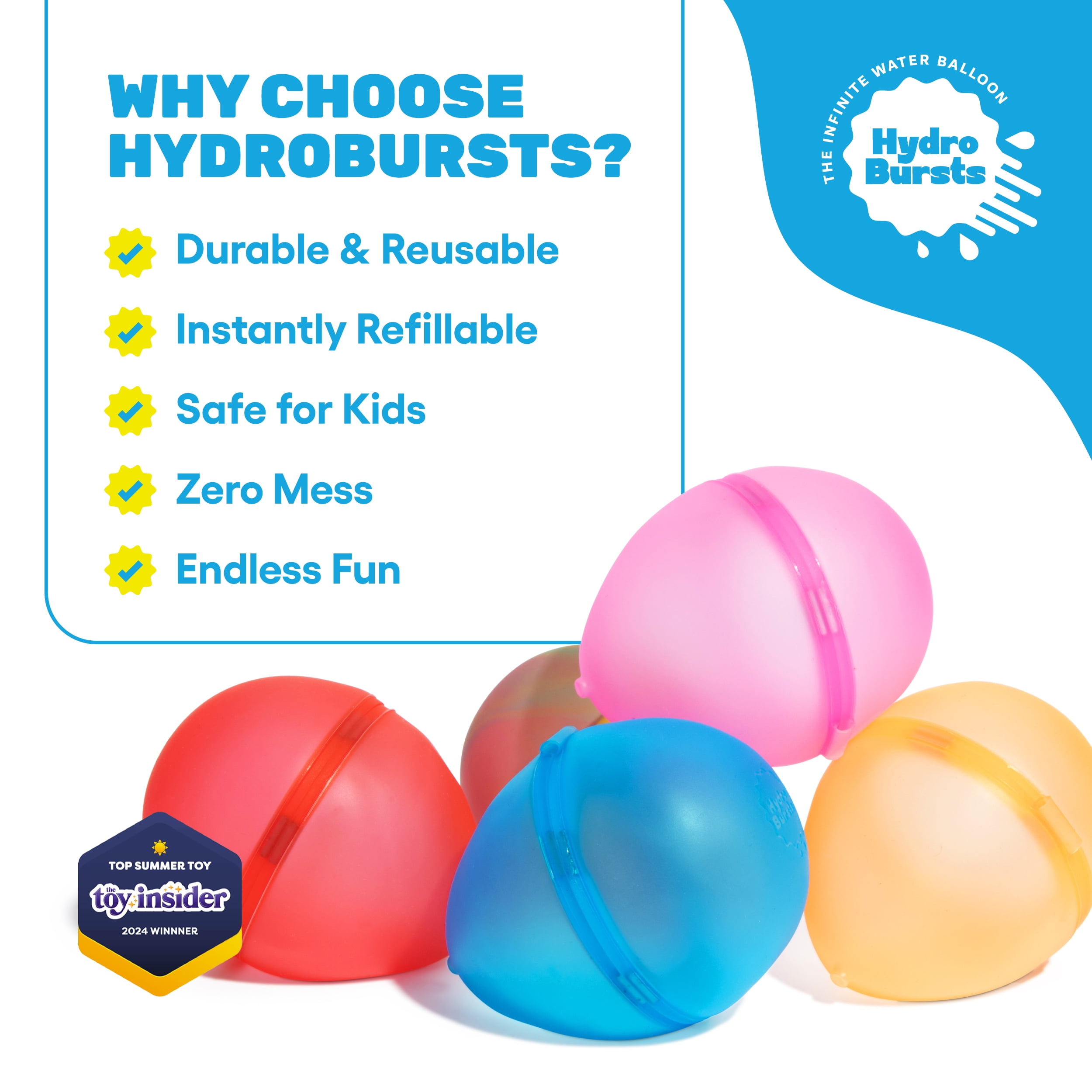 Hydroburst 6-Pack Reusable Water Balloons, Includes 6 Refillable Balloons by What Do You Meme?