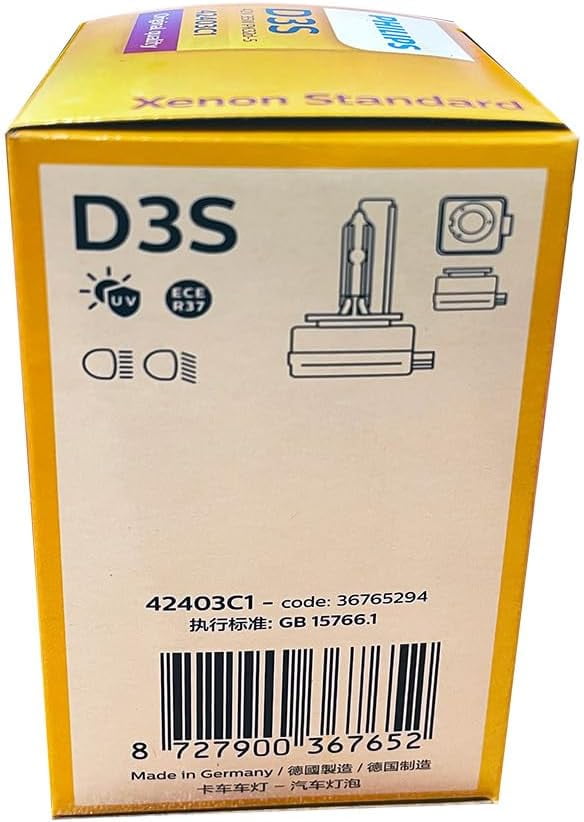 D3S: Philips 4300K Standard HID OEM Bulb 42403C1 with Security Label (Pack of 1)